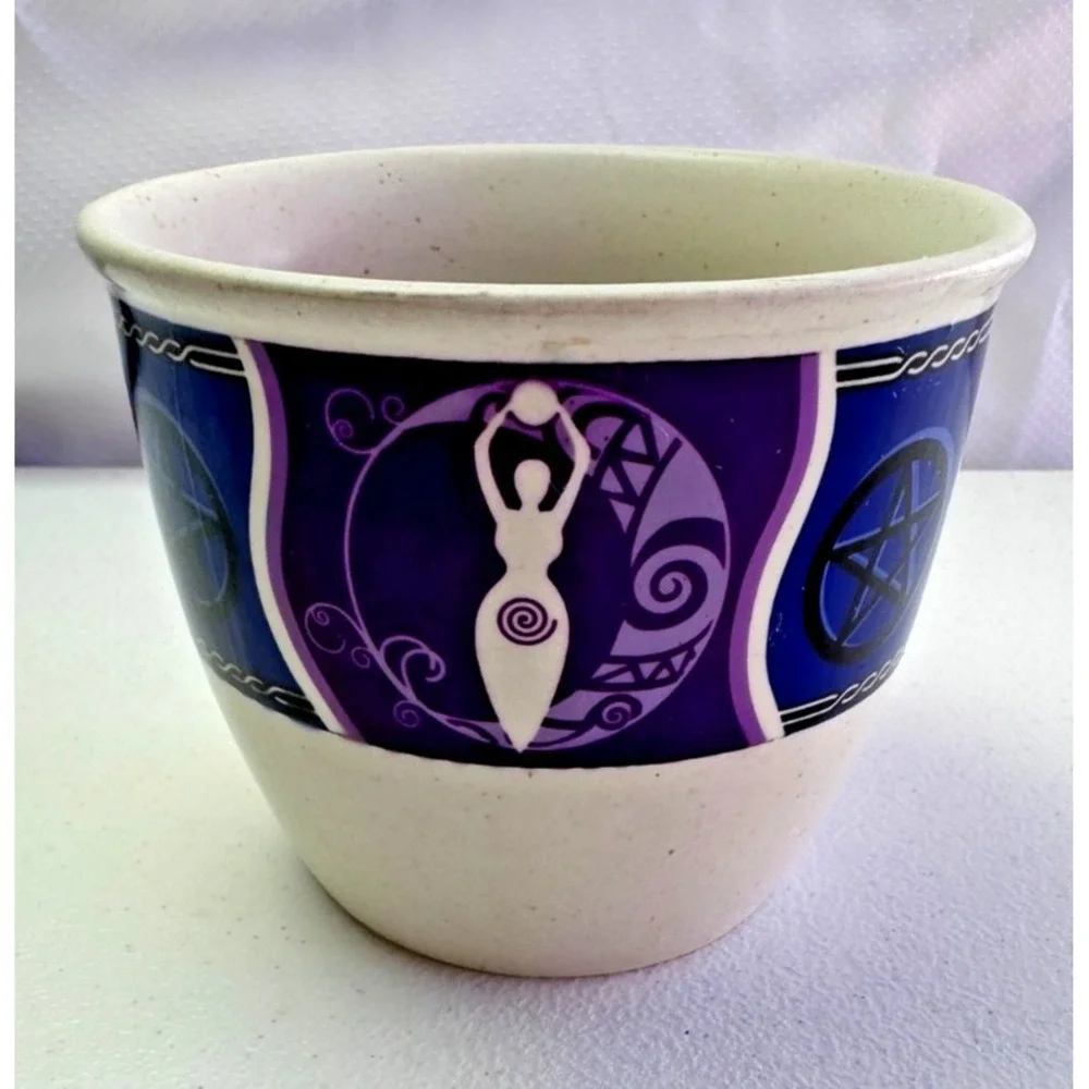 Ceramic Smudge Holder Bowl Goddess Meditation Pagan Wicca Healing Smudging Moon‎